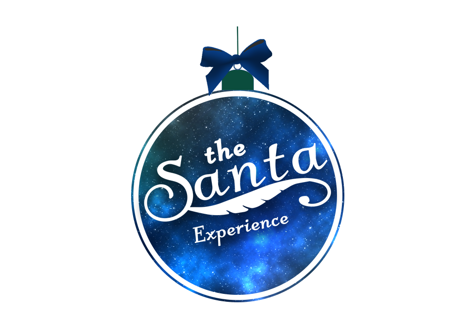 Santa Experience Logo on Ornament with Galaxy background